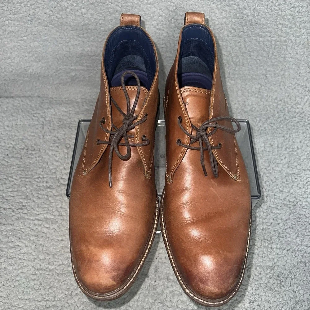 Cole Haan Kennedy Boots Men's Sz 8 Brown Lace-Up Waterproof Leather Chukka Shoes